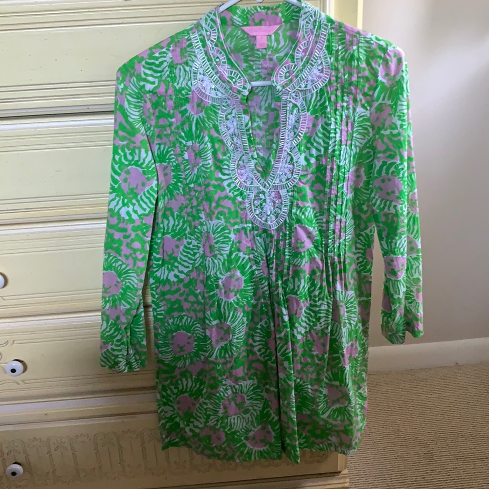 Lilly Pulitzer green and pink tunic